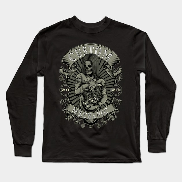 Custom Mechanic Long Sleeve T-Shirt by Tonymidi Artworks Studio